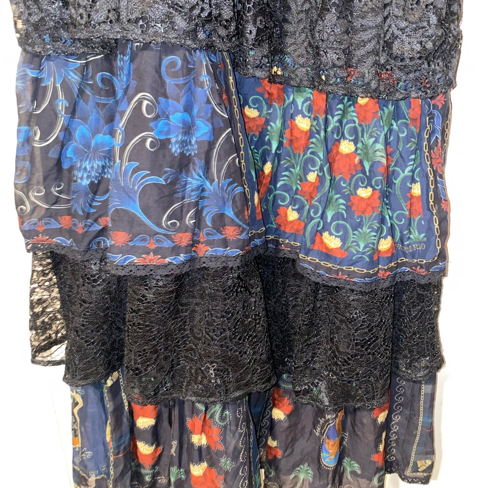 NWT FARM Rio Long Sleeve Arabesque Scarves Navy Blue Maxi Dress Sz XL - Picture 8 of 9